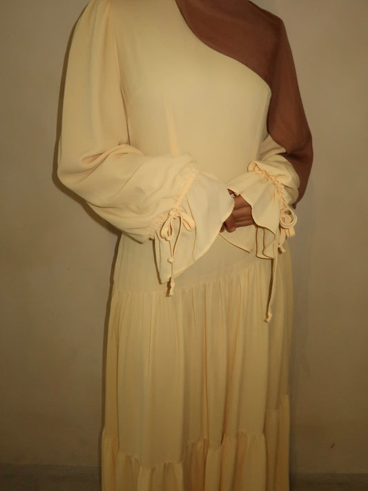 Aymun Drop-waist Asymmetrical Dress - Butter