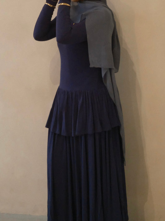 Husna Bloom Drop-waist Dress - Midnight