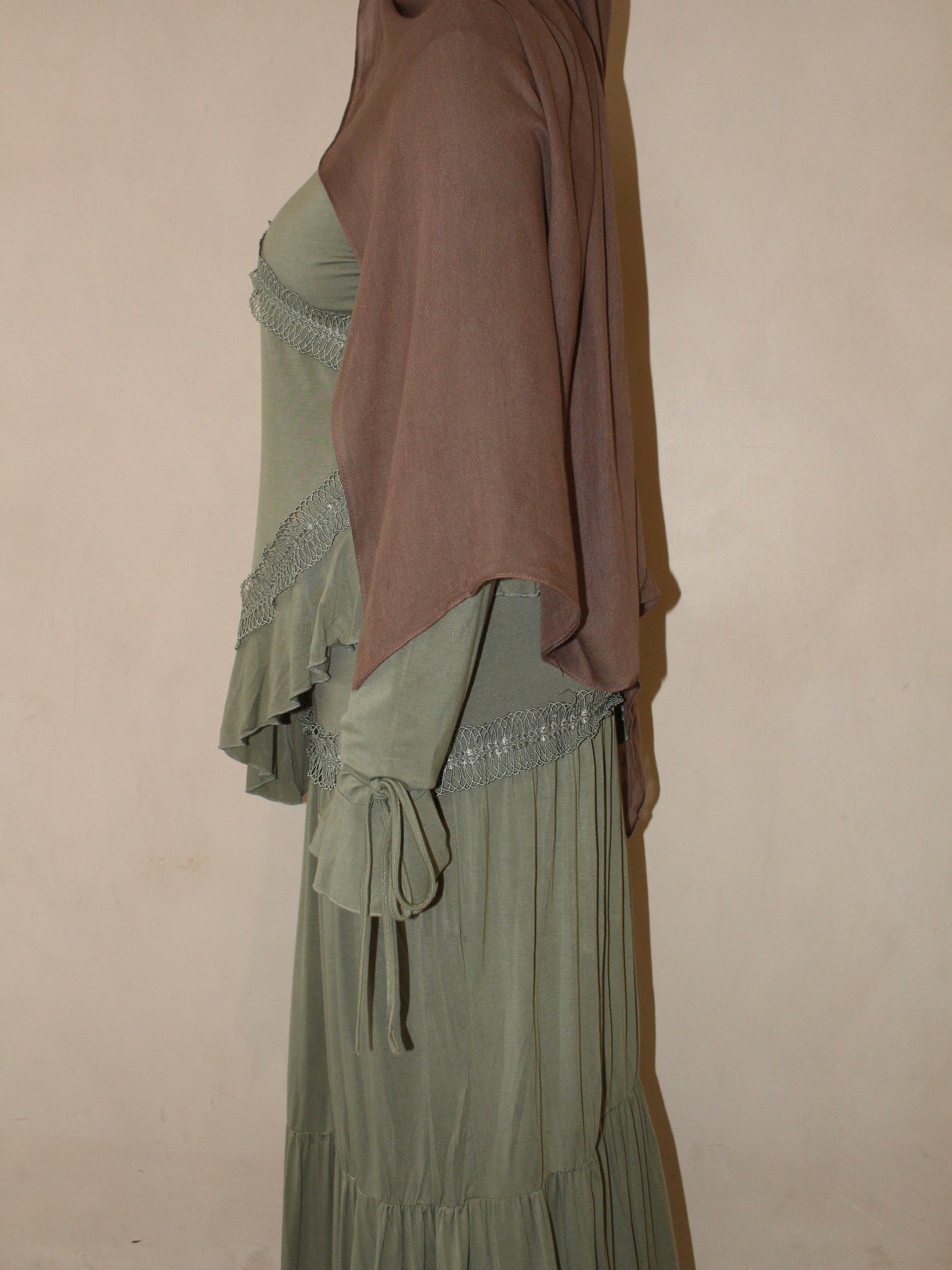 Aymun Asymmetrical Matching Skirt & Top Set - Sage