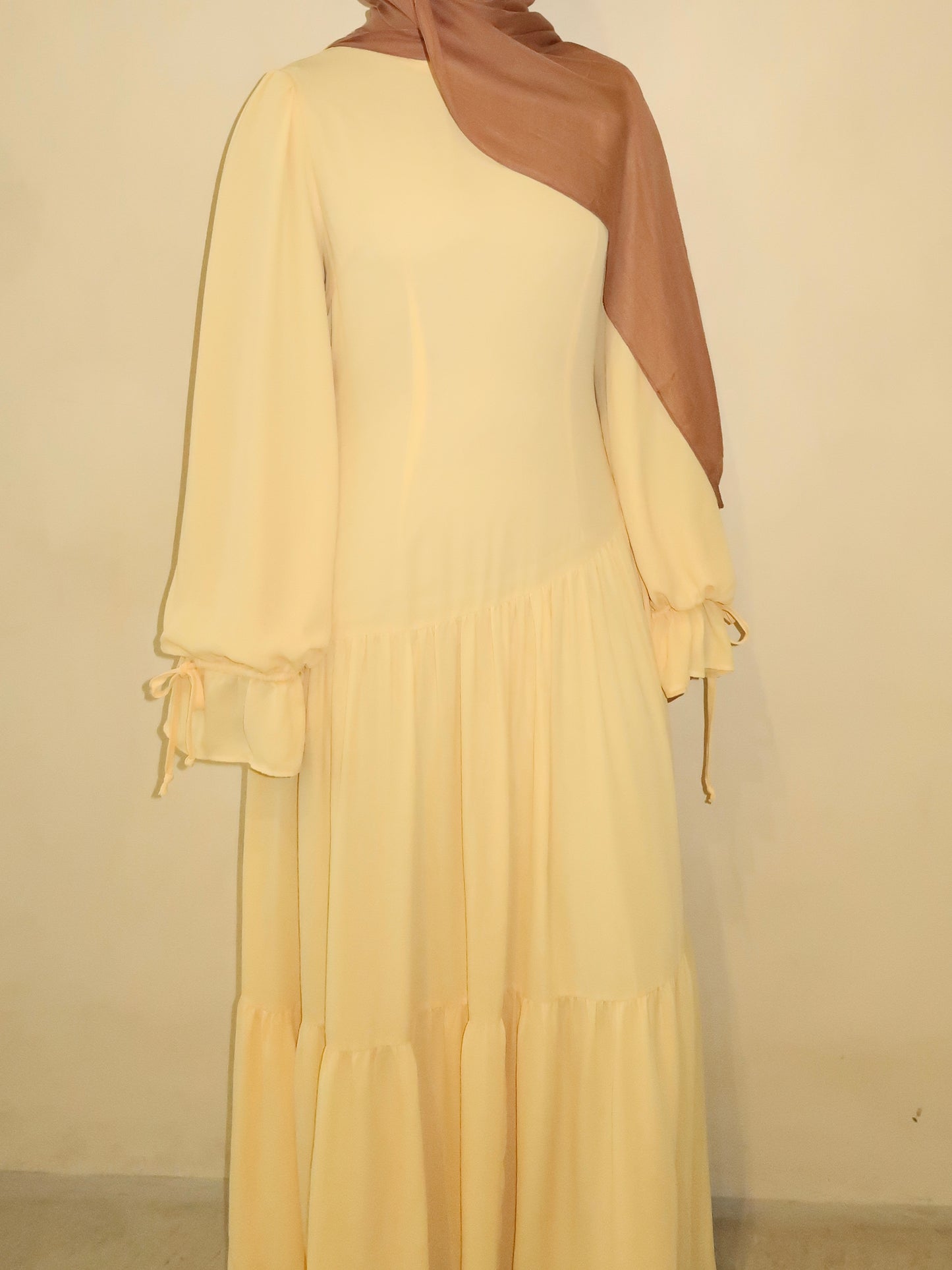 Aymun Drop-waist Asymmetrical Dress - Butter