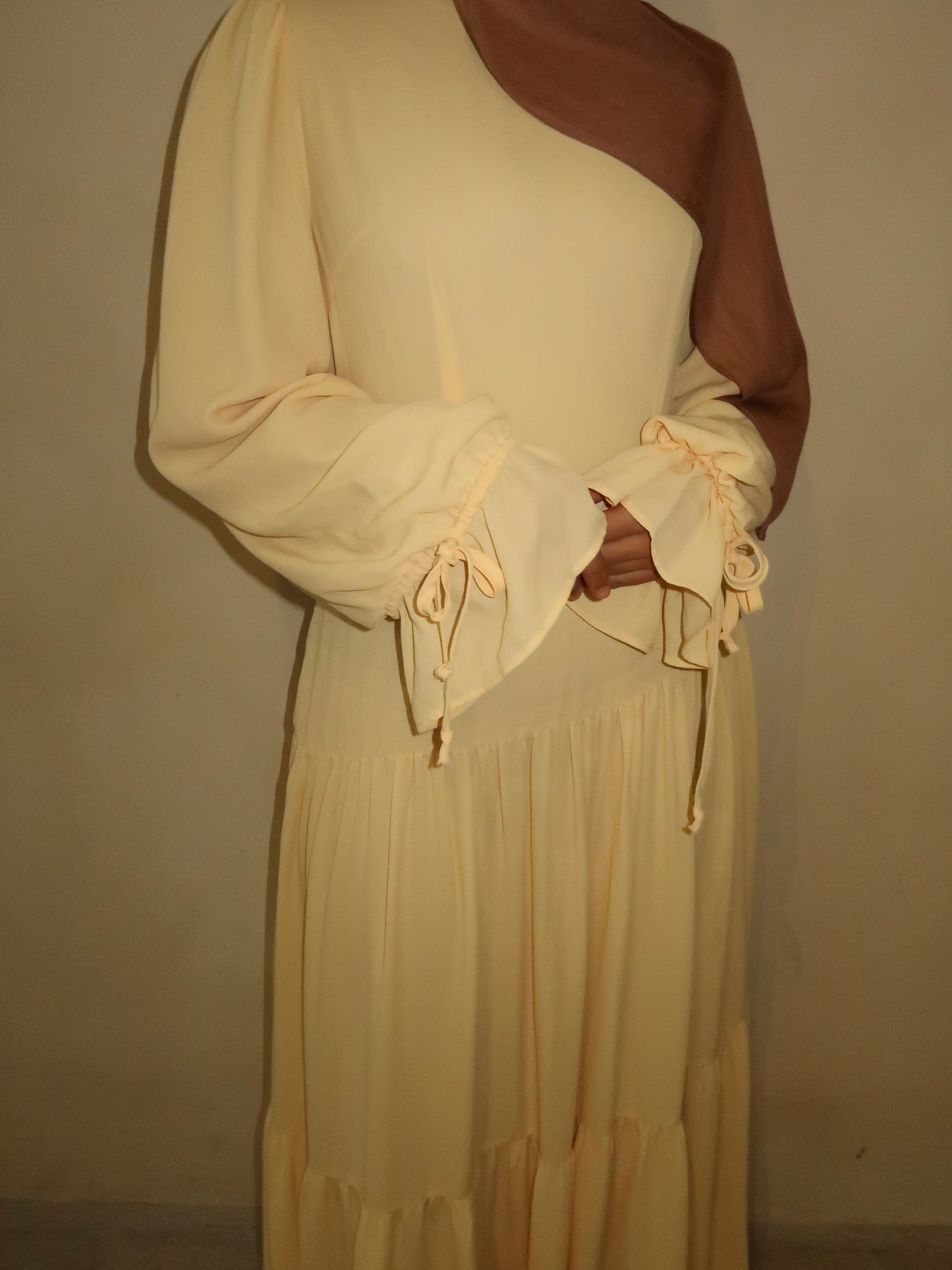 Aymun Drop-waist Asymmetrical Dress - Butter