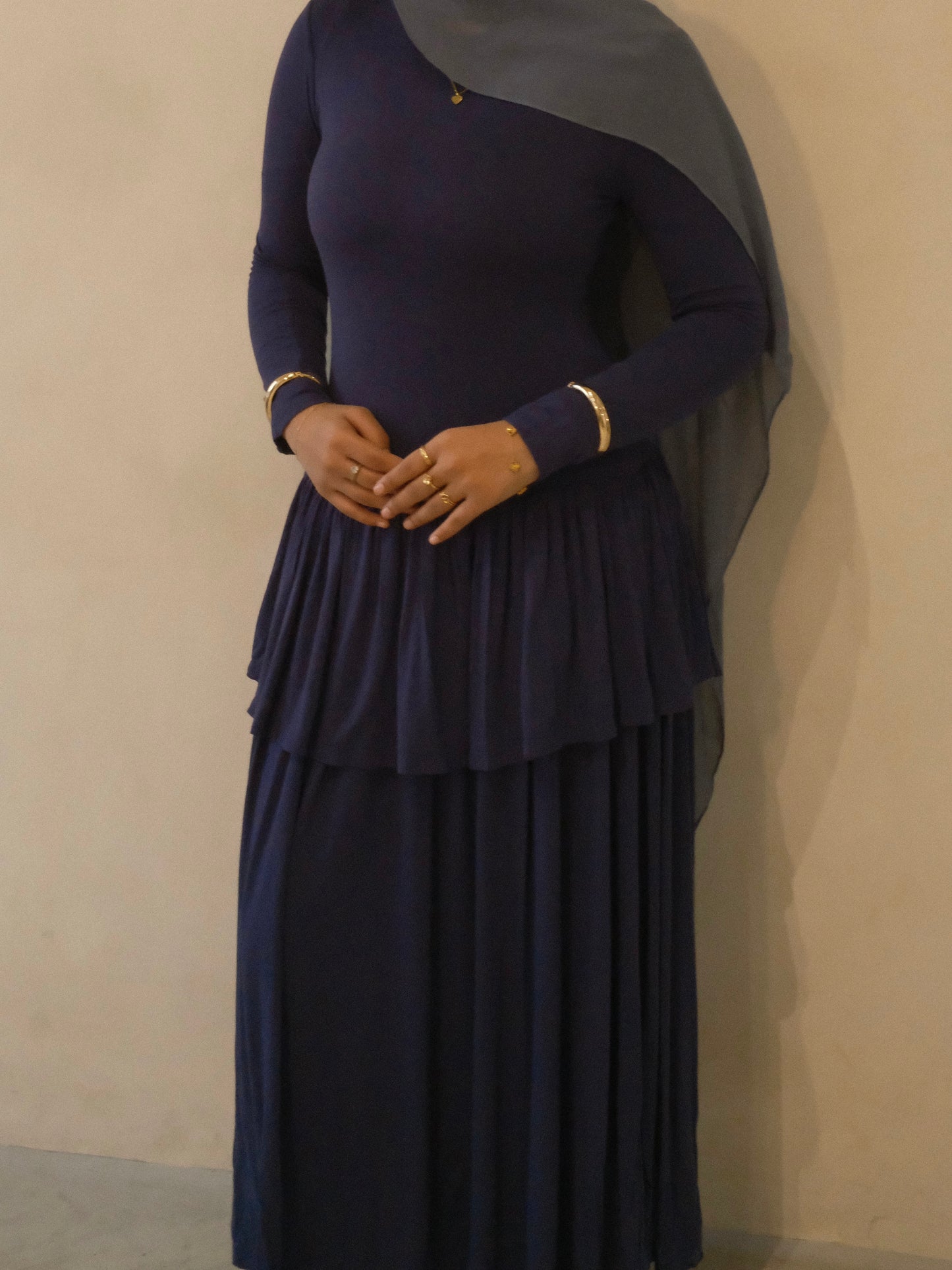 Husna Bloom Drop-waist Dress - Midnight