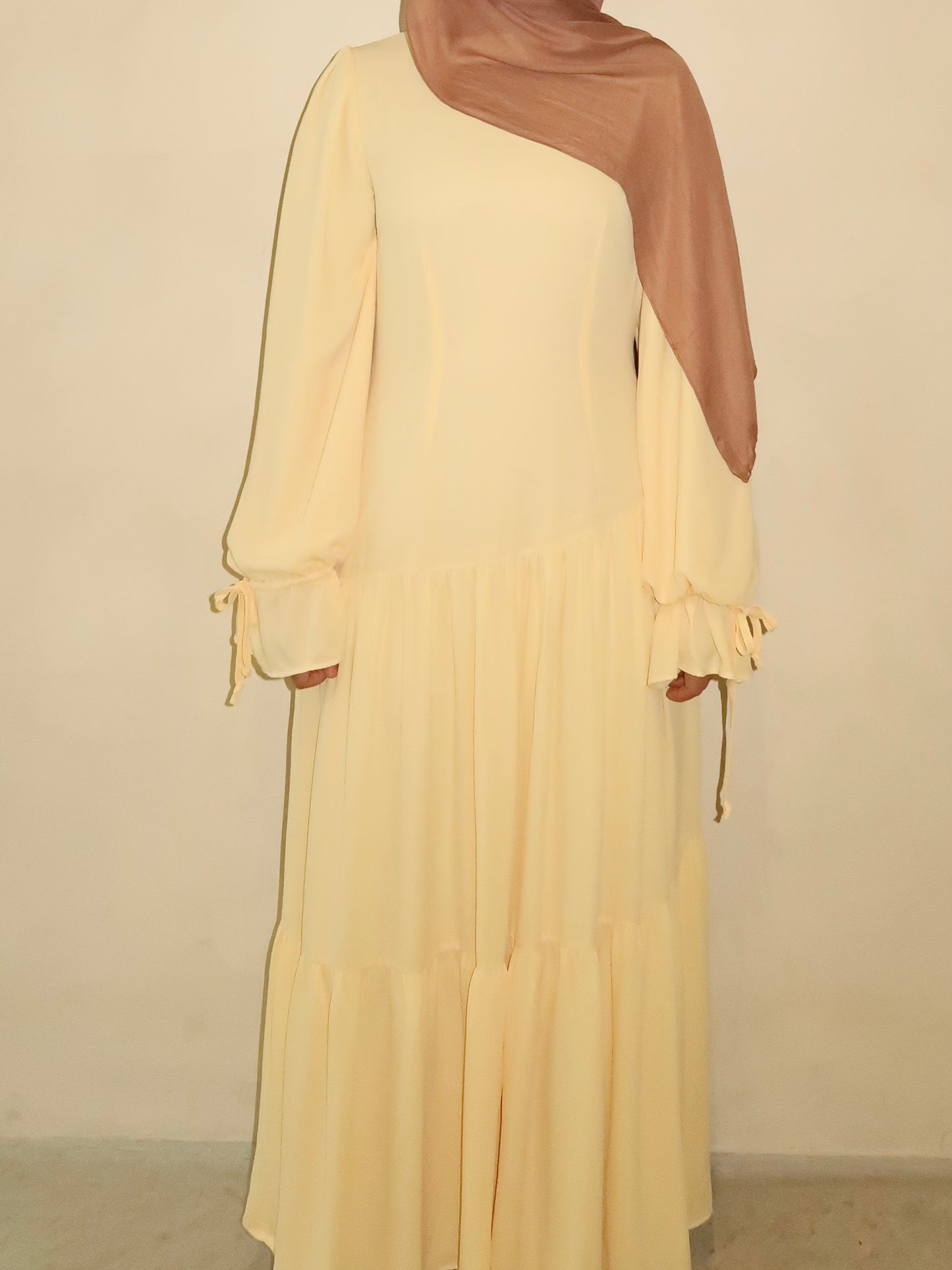 Aymun Drop-waist Asymmetrical Dress - Butter
