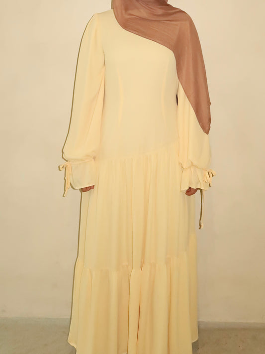 Aymun Drop-waist Asymmetrical Dress - Butter