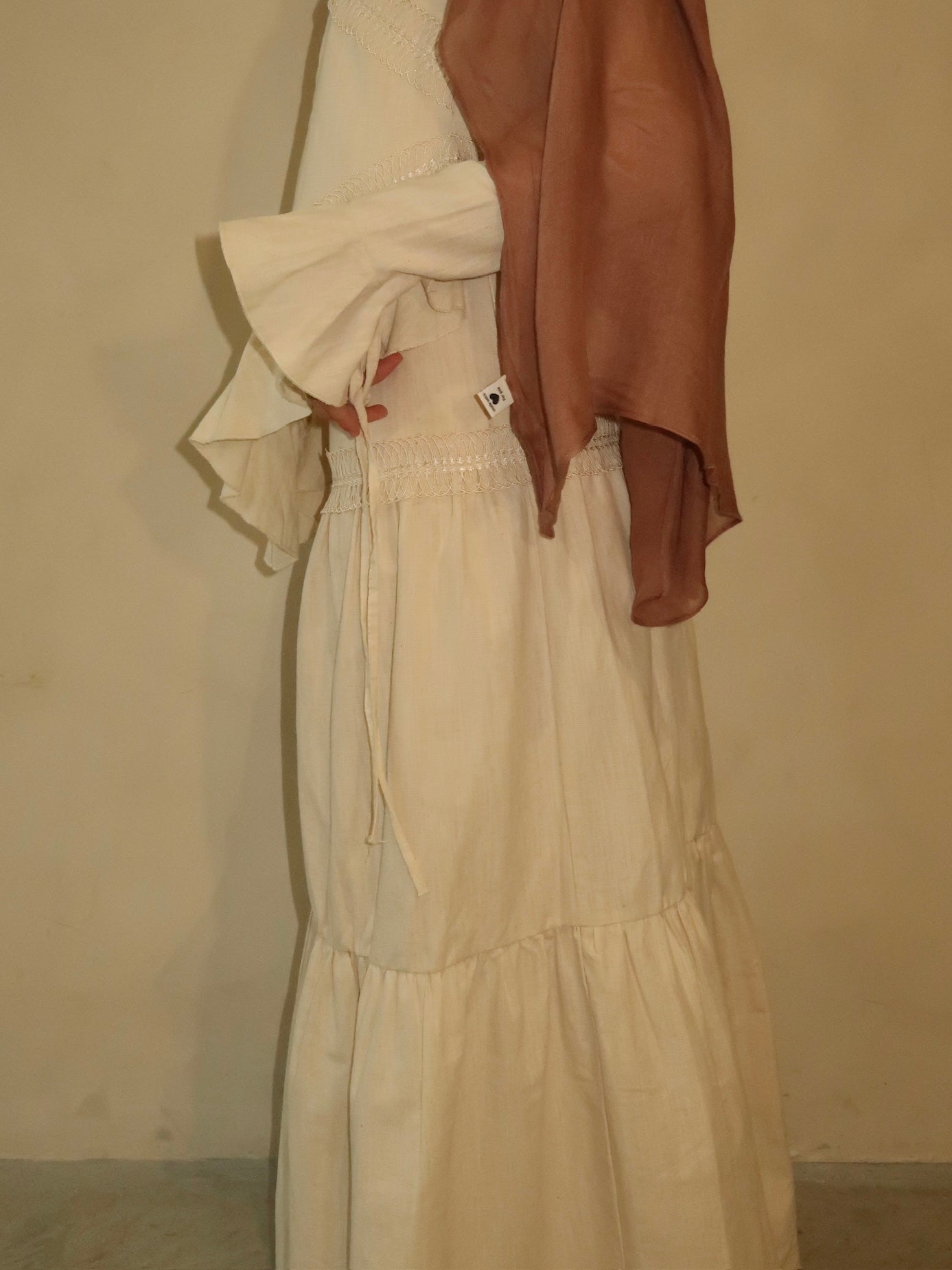 Alana Linen Asymmetrical Set - Pearl
